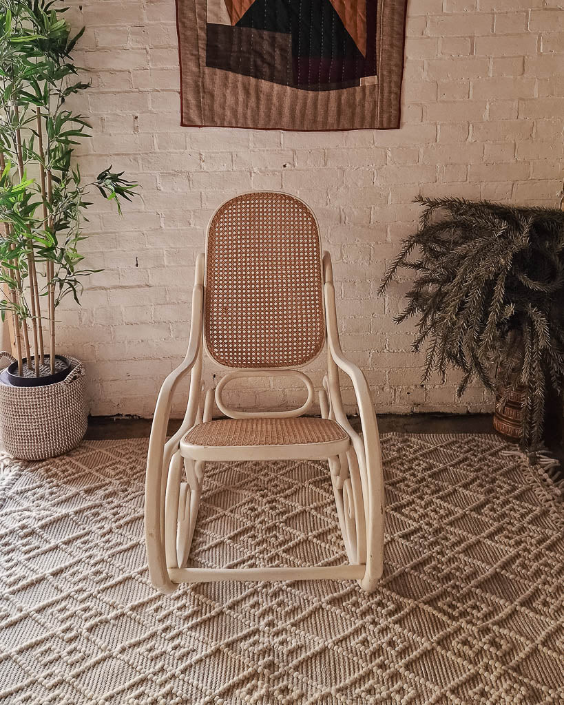 Mid Century Thonet Rocking Chair (White)