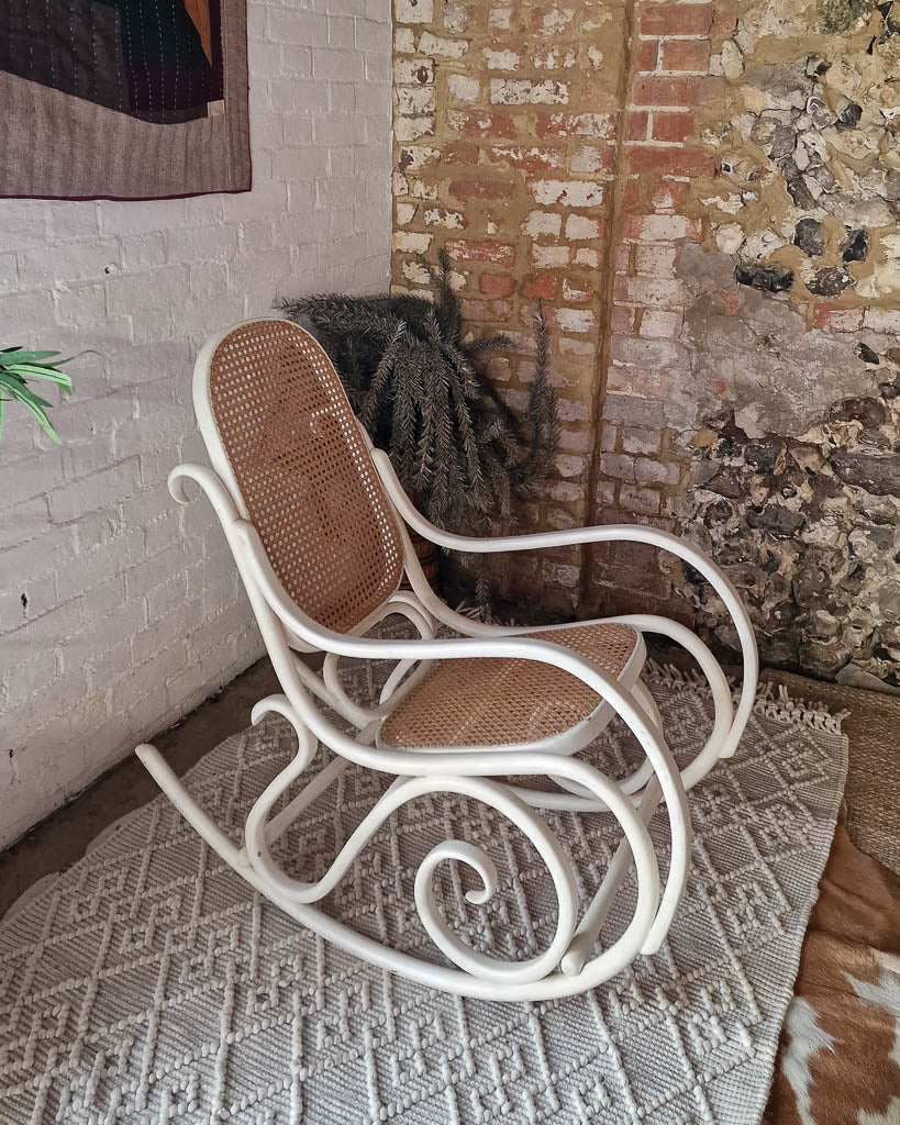 Mid Century Thonet Rocking Chair (White)
