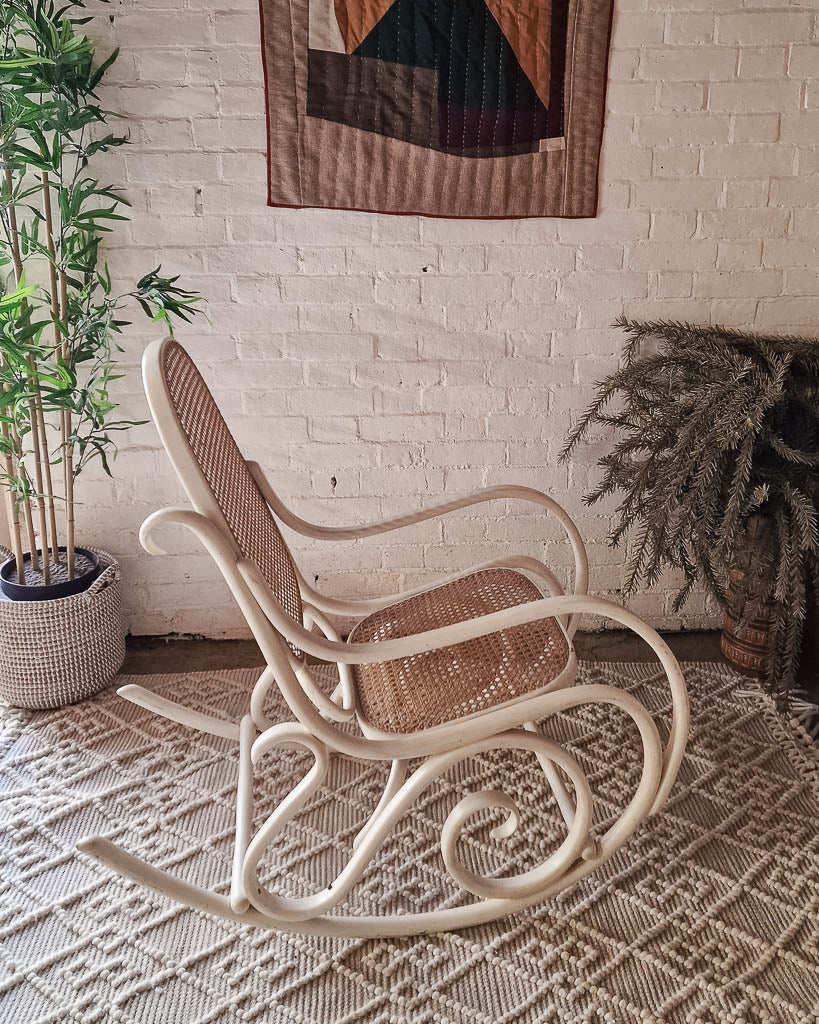 Mid Century Thonet Rocking Chair (White)