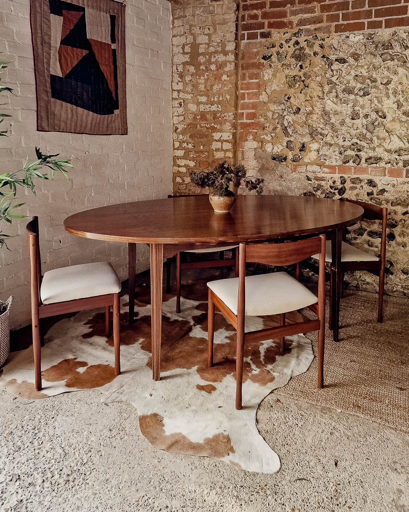 Mid Century Rosewood & Afromosia Dining Table & Four Chairs