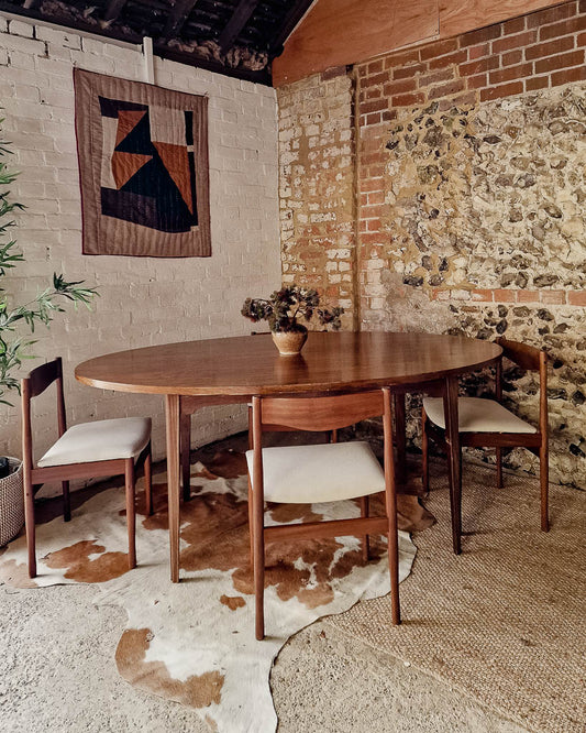Mid Century Rosewood & Afromosia Dining Table & Four Chairs