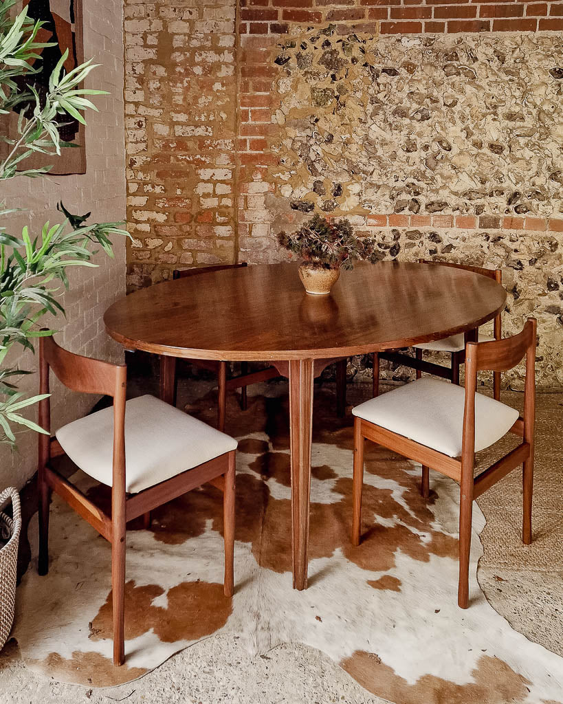 Mid Century Rosewood & Afromosia Dining Table & Four Chairs