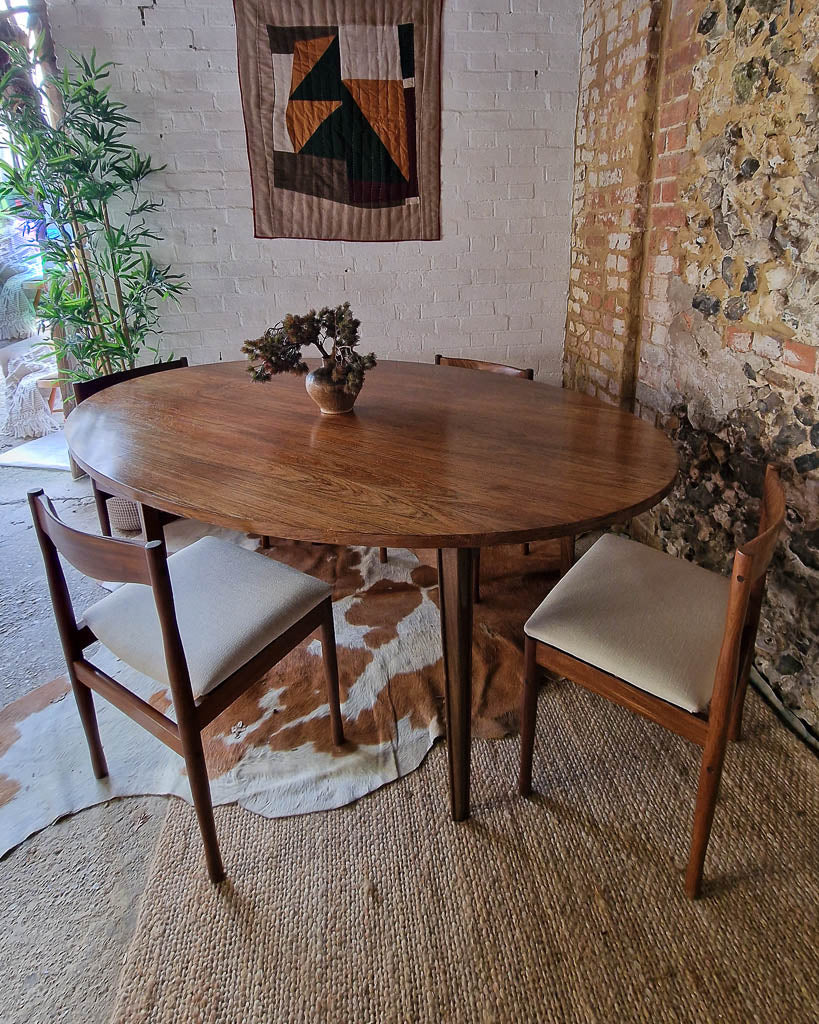 Mid Century Rosewood & Afromosia Dining Table & Four Chairs