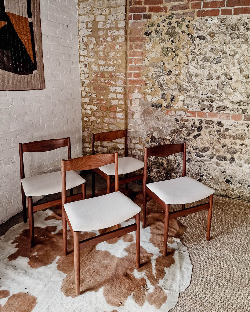 Mid Century Rosewood & Afromosia Dining Table & Four Chairs