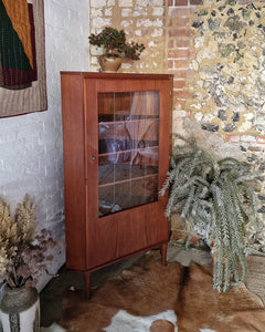 Mid Century Teak & Glass Corner Drinks Cabinet