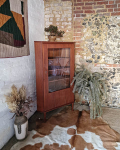 Mid Century Teak & Glass Corner Drinks Cabinet