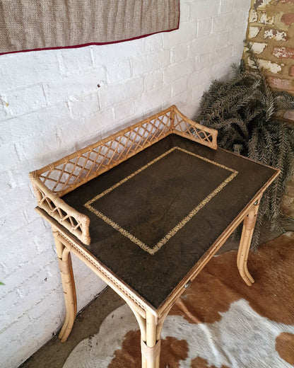 Italian Mid Century Rattan Bamboo Desk & Chair