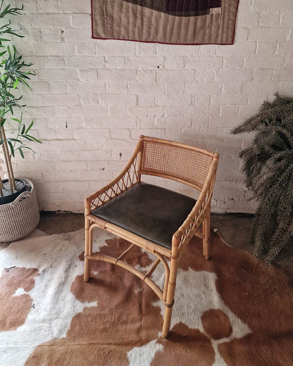 Italian Mid Century Rattan Bamboo Desk & Chair