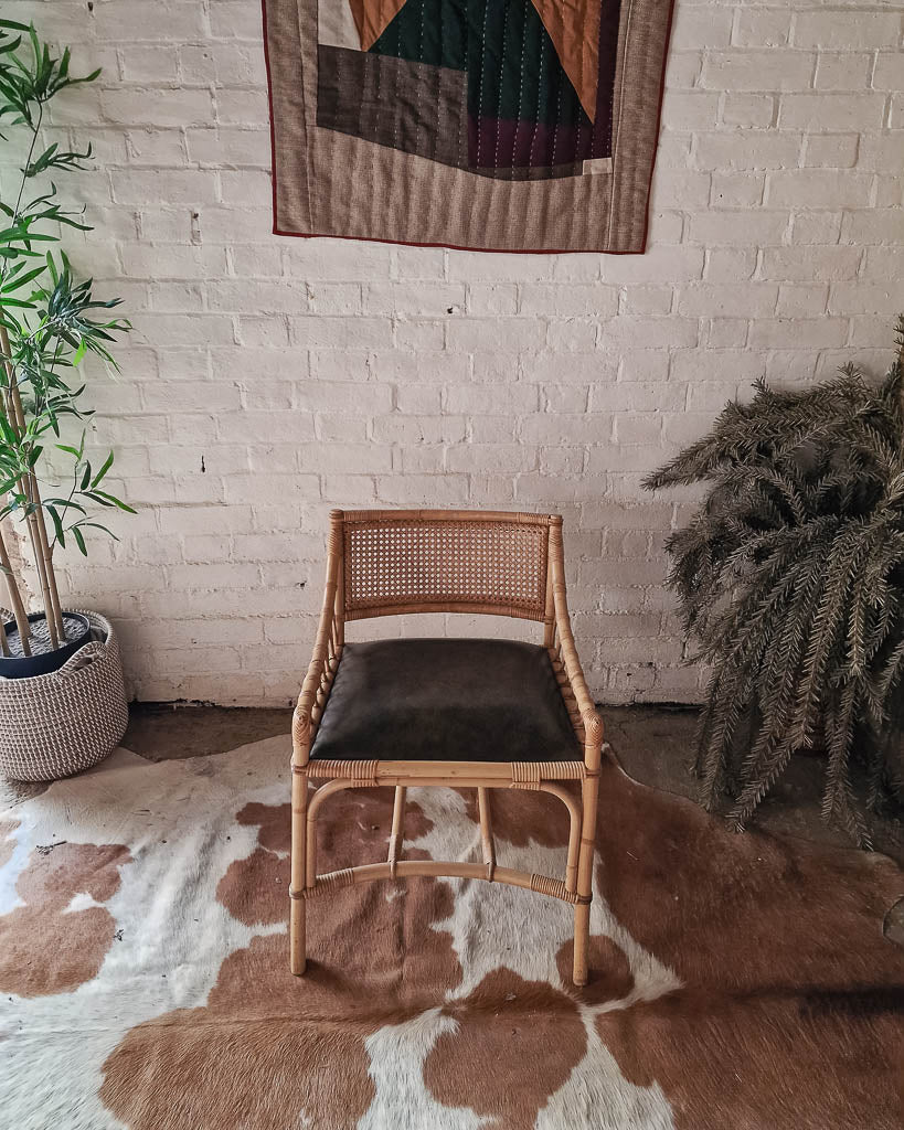 Italian Mid Century Rattan Bamboo Desk & Chair