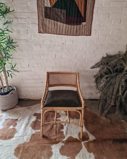 Italian Mid Century Rattan Bamboo Desk & Chair