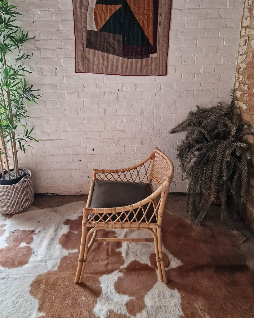 Italian Mid Century Rattan Bamboo Desk & Chair