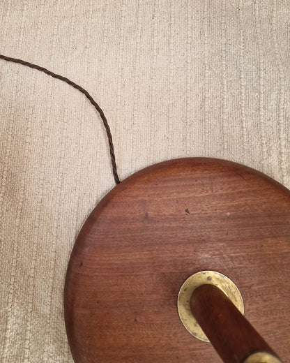 Mid Century Teak & Brass Standard Floor Lamp inc. Shade