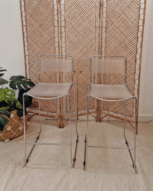 Mid Century Spaghetti Chrome Kitchen / Bar Stools (Pair)