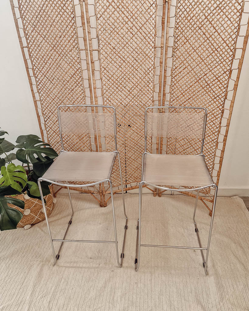 Mid Century Spaghetti Chrome Kitchen / Bar Stools (Pair)