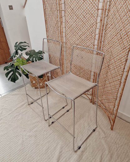 Mid Century Spaghetti Chrome Kitchen / Bar Stools (Pair)