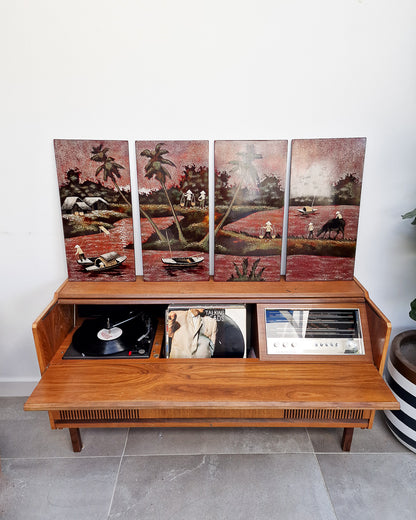 Vintage Vietnamese Lacquer Wooden Panel / Wall Art