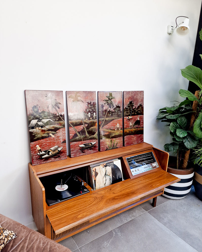 Vintage Vietnamese Lacquer Wooden Panel / Wall Art