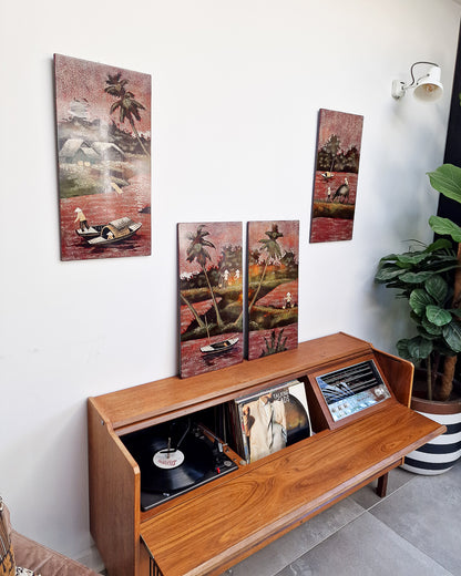 Vintage Vietnamese Lacquer Wooden Panel / Wall Art