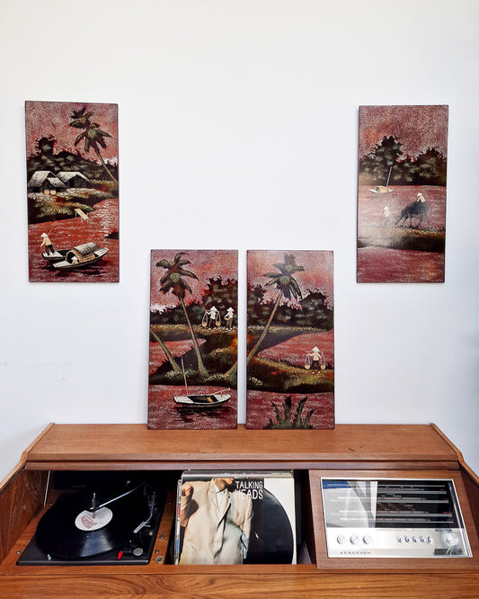 Vintage Vietnamese Lacquer Wooden Panel / Wall Art