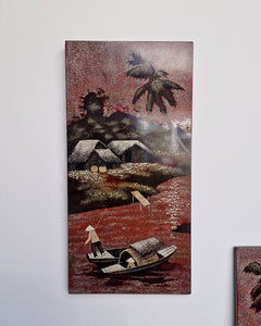 Vintage Vietnamese Lacquer Wooden Panel / Wall Art