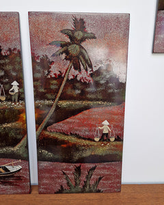 Vintage Vietnamese Lacquer Wooden Panel / Wall Art