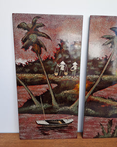 Vintage Vietnamese Lacquer Wooden Panel / Wall Art