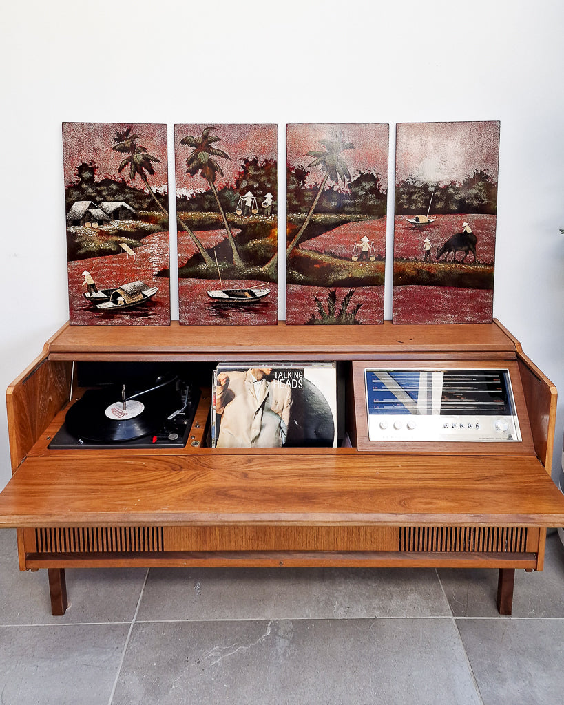 Vintage Vietnamese Lacquer Wooden Panel / Wall Art