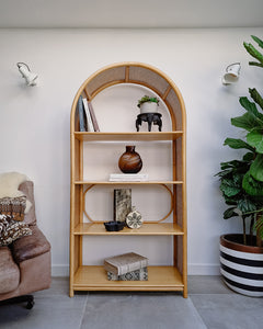 Mid Century Bamboo & Rattan Large Bookcase
