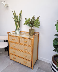 Mid Century Bamboo & Rattan Chest of Drawers