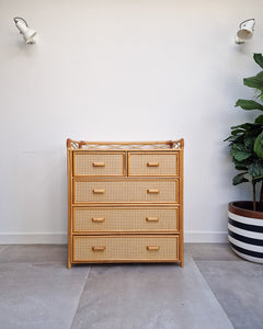Mid Century Bamboo & Rattan Chest of Drawers