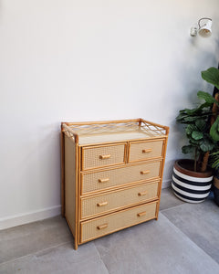 Mid Century Bamboo & Rattan Chest of Drawers