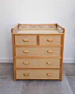 Mid Century Bamboo & Rattan Chest of Drawers
