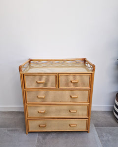 Mid Century Bamboo & Rattan Chest of Drawers
