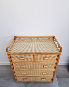 Mid Century Bamboo & Rattan Chest of Drawers
