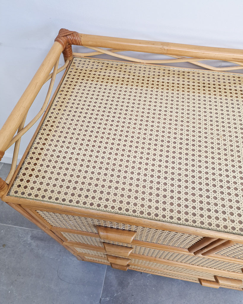 Mid Century Bamboo & Rattan Chest of Drawers