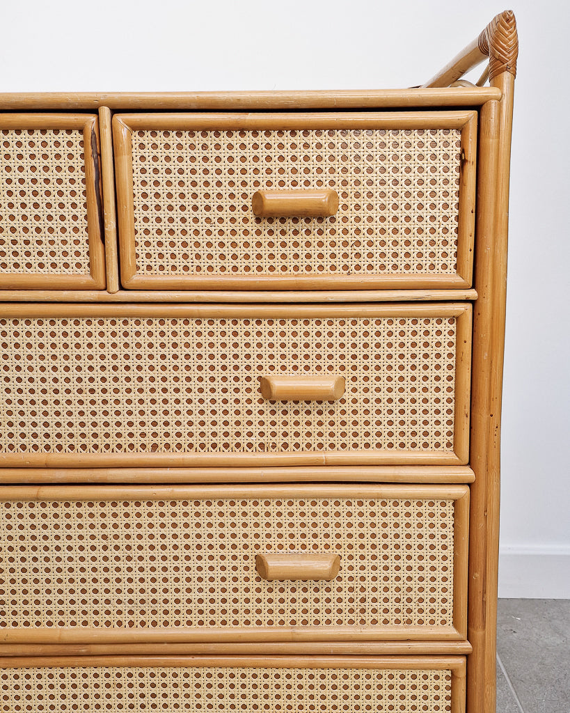 Mid Century Bamboo & Rattan Chest of Drawers