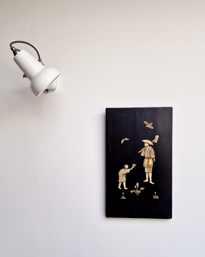 Antique Japanese Shibayama Lacquer Wooden Panel / Wall Art