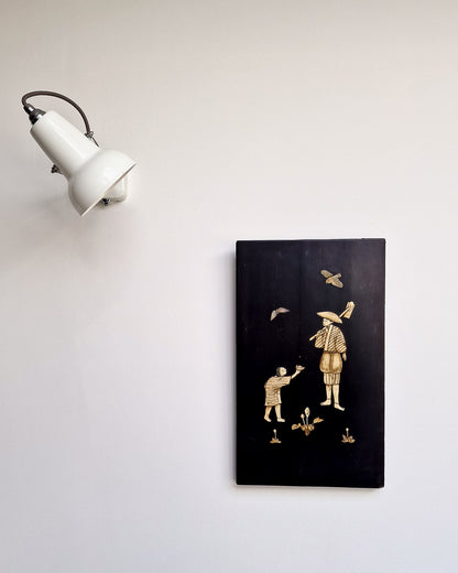 Antique Japanese Shibayama Lacquer Wooden Panel / Wall Art