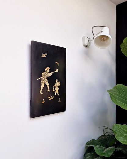 Antique Japanese Shibayama Lacquer Wooden Panel / Wall Art