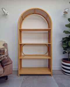 Mid Century Bamboo & Rattan Large Bookcase