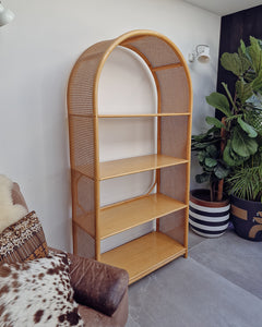 Mid Century Bamboo & Rattan Large Bookcase