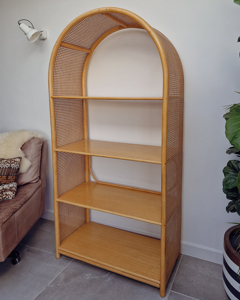 Mid Century Bamboo & Rattan Large Bookcase