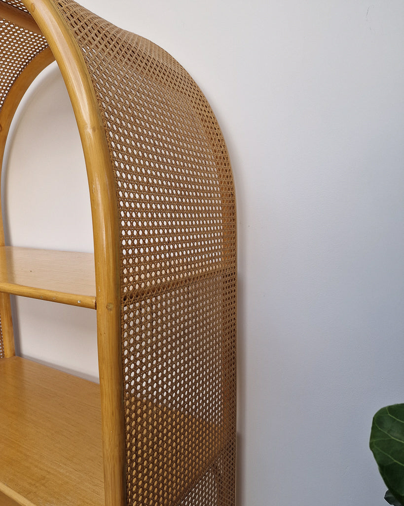 Mid Century Bamboo & Rattan Large Bookcase