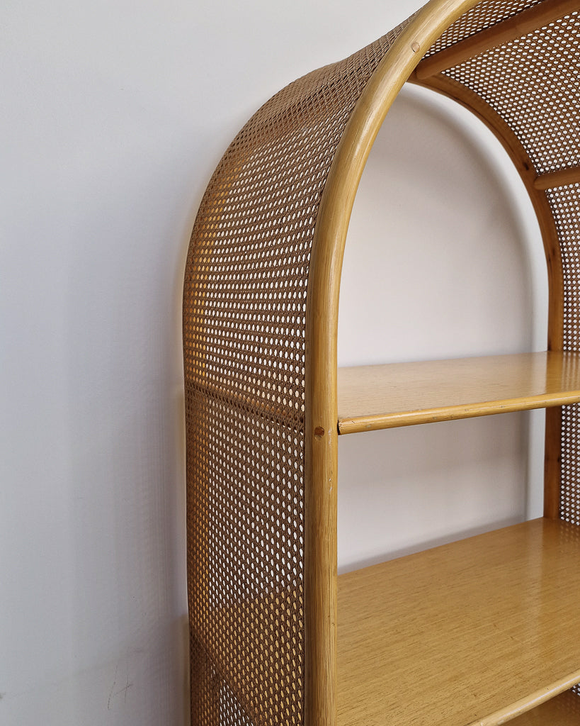 Mid Century Bamboo & Rattan Large Bookcase