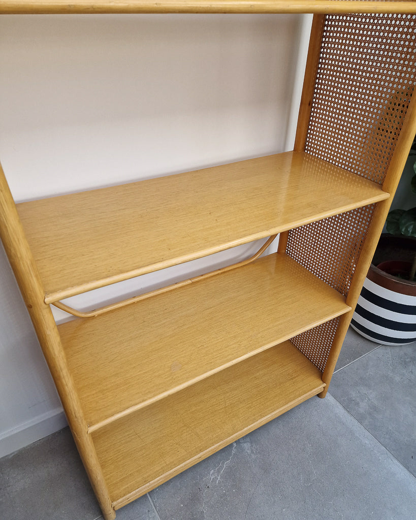 Mid Century Bamboo & Rattan Large Bookcase