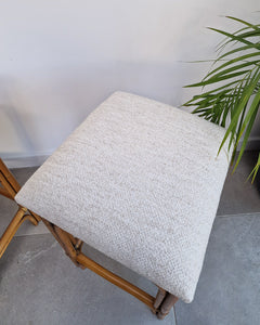 Vintage Bamboo Bar / Kitchen Upholstered Stools (Pair)