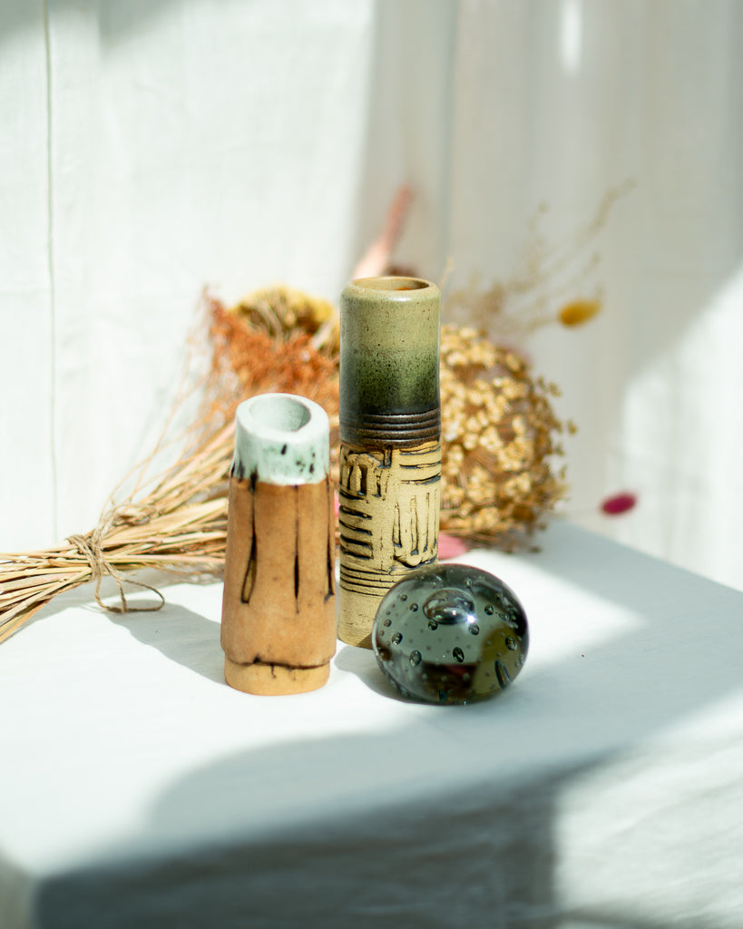 Mid Century Brutalist Studio Pottery Vase Set Bob Dawe
