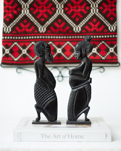 African Nubian Ebony Brutalist Figure Statue Sculptures (Pair)