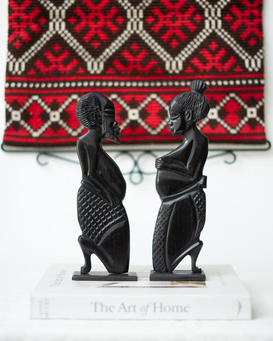 African Nubian Ebony Brutalist Figure Statue Sculptures (Pair)