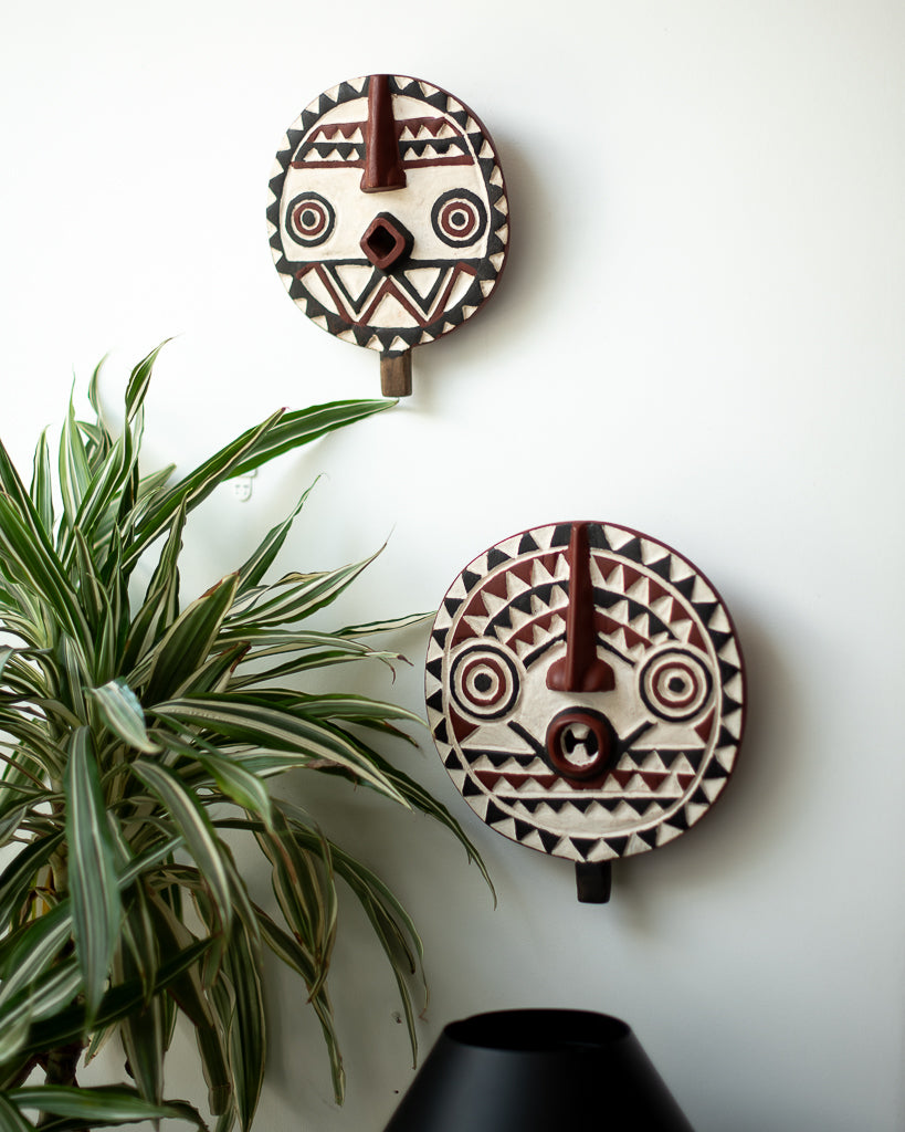 Antique African Wall Mounted Masks (Pair) Bobo Tribe